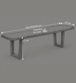 Wohnen Sitzbank<Live Edge Esszimmerbank mit Trapezbeinen - Malinsia