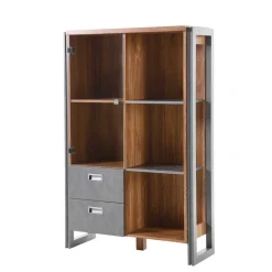 Wohnen Highboards<Loft Design Highboard im Eiche dunkel Dekor und Schwarz - Rompira