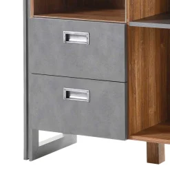 Wohnen Highboards<Loft Design Highboard im Eiche dunkel Dekor und Schwarz - Rompira