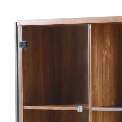 Wohnen Highboards<Loft Design Highboard im Eiche dunkel Dekor und Schwarz - Rompira