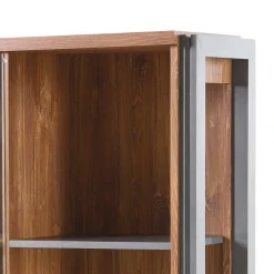 Wohnen Highboards<Loft Design Highboard im Eiche dunkel Dekor und Schwarz - Rompira