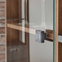 Wohnen Highboards<Loft Design Highboard im Eiche dunkel Dekor und Schwarz - Rompira