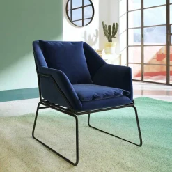 Wohnen Sessel<Loft Designsessel in Blau Samt - Circlefun