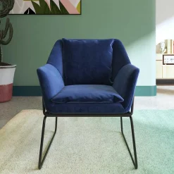 Wohnen Sessel<Loft Designsessel in Blau Samt - Circlefun
