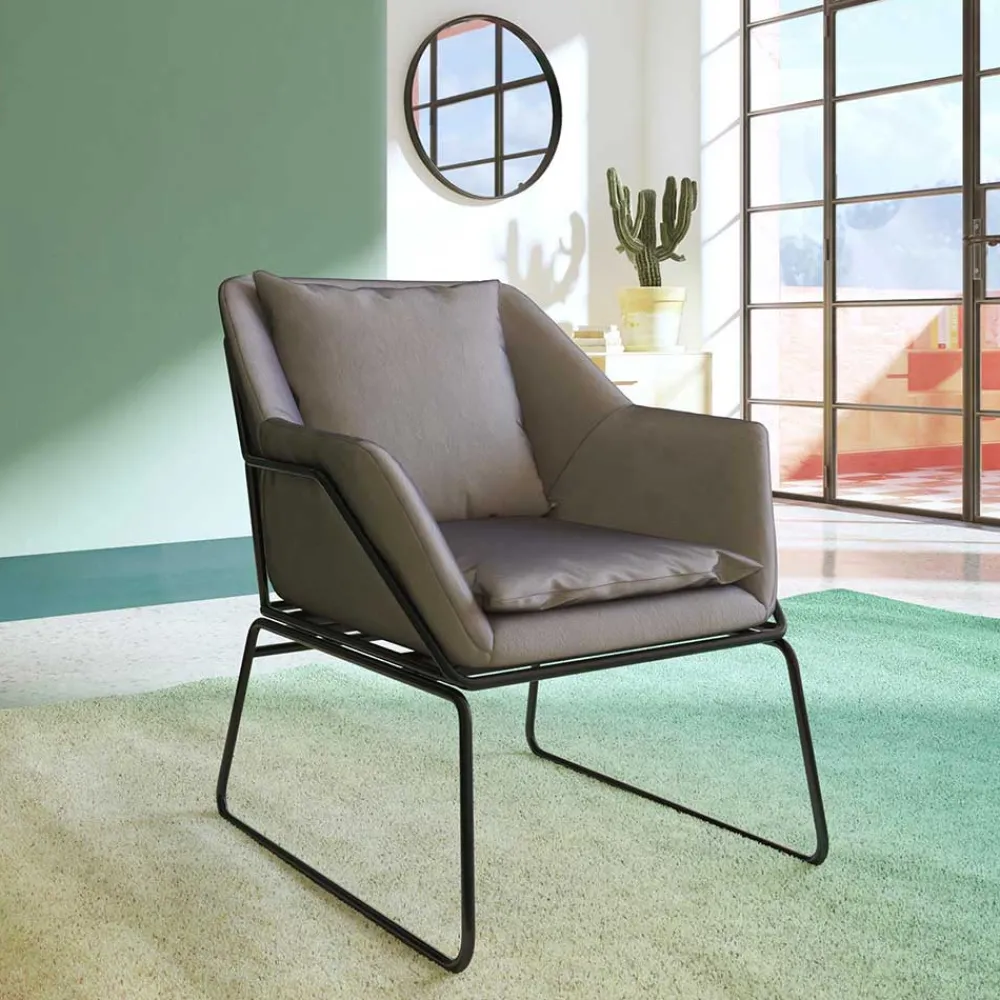 Wohnen Sessel<Loft Style Sessel in Grau Samt - Maric