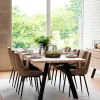 Wohnen Sitzgruppe<Loft Tisch Eiche White Wash & 6 Stühle Pulva in Braun Microfaser (siebenteilig)