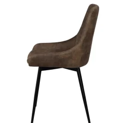 Wohnen Sitzgruppe<Loft Tisch Eiche White Wash & 6 Stühle Pulva in Braun Microfaser (siebenteilig)