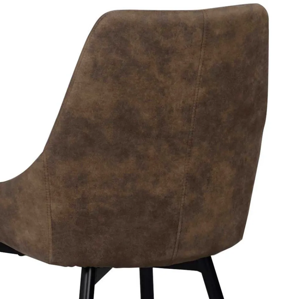 Wohnen Sitzgruppe<Loft Tisch Eiche White Wash & 6 Stühle Pulva in Braun Microfaser (siebenteilig)