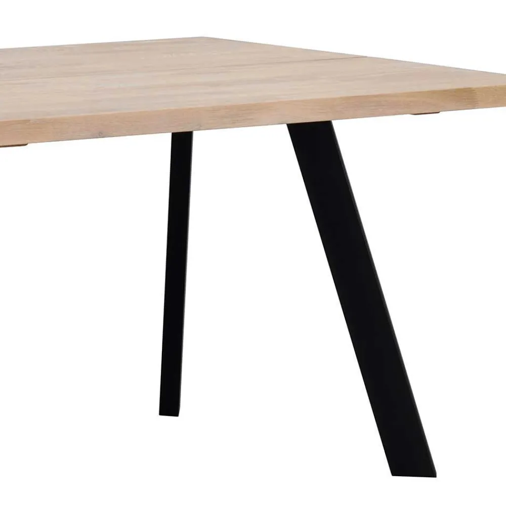 Wohnen Sitzgruppe<Loft Tisch Eiche White Wash & 6 Stühle Pulva in Braun Microfaser (siebenteilig)