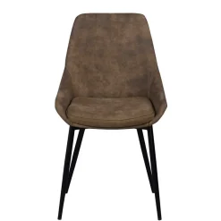 Wohnen Sitzgruppe<Loft Tisch Eiche White Wash & 6 Stühle Pulva in Braun Microfaser (siebenteilig)