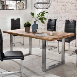 Wohnen Tische<Loft Tisch Nestore aus Eiche und Edelstahl
