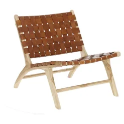 Wohnen Sessel<Lounge Geflecht Sessel aus Leder in Braun - Charlots