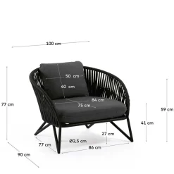 Wohnen Sessel<Lounge Sessel aus Kordel Geflecht & Stahl - Magona