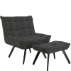 Wohnen Sessel<Lounge Sessel mit Hocker in Anthrazit - Mook (zweiteilig)