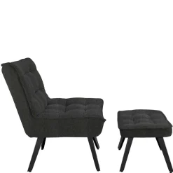 Wohnen Sessel<Lounge Sessel mit Hocker in Anthrazit - Mook (zweiteilig)