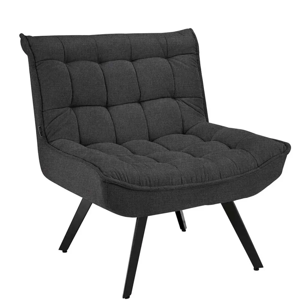 Wohnen Sessel<Lounge Sessel mit Hocker in Anthrazit - Mook (zweiteilig)