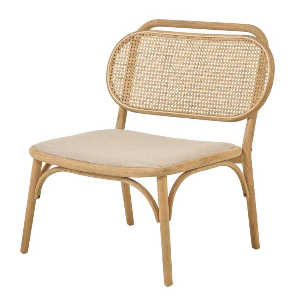 Wohnen Sessel<Lounge Stuhl mit Wiener Geflecht & Stoffsitz - Ensemble