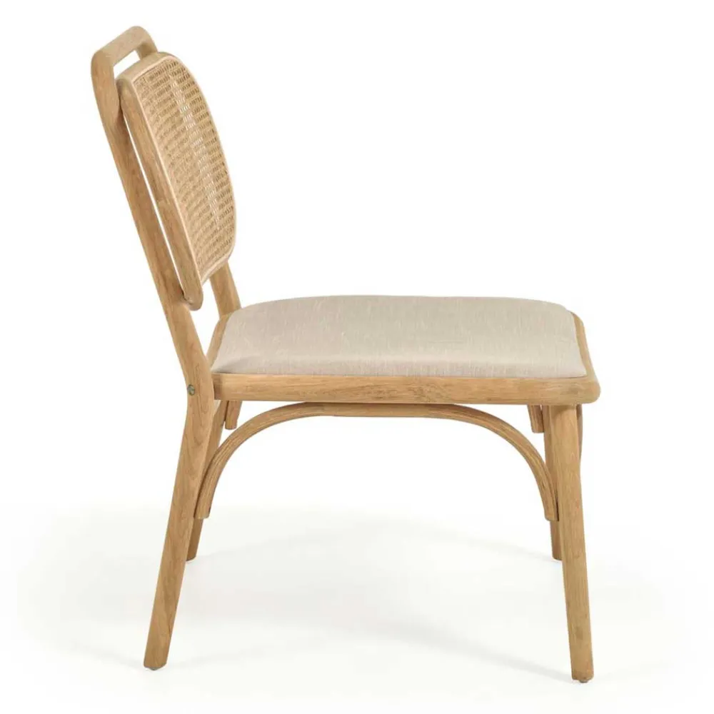 Wohnen Sessel<Lounge Stuhl mit Wiener Geflecht & Stoffsitz - Ensemble