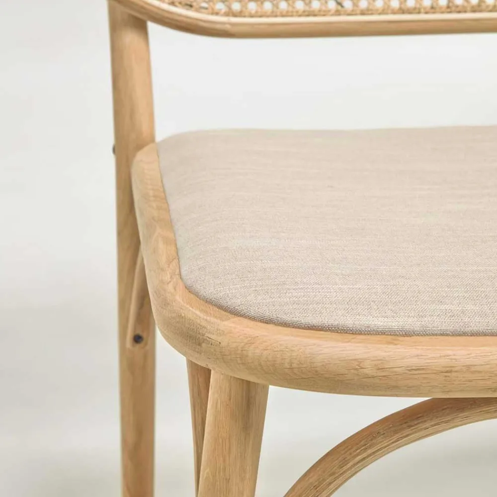 Wohnen Sessel<Lounge Stuhl mit Wiener Geflecht & Stoffsitz - Ensemble