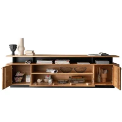 Wohnen Tv & Hifi-Möbel|Lowboards<Lowboard mit TV Aufsatz aus Wildeiche massiv - Abigails