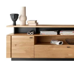 Wohnen Tv & Hifi-Möbel|Lowboards<Lowboard mit TV Aufsatz aus Wildeiche massiv - Abigails