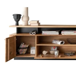 Wohnen Tv & Hifi-Möbel|Lowboards<Lowboard mit TV Aufsatz aus Wildeiche massiv - Abigails