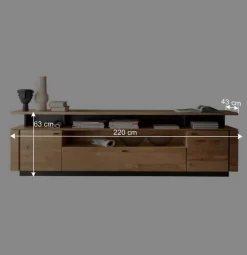Wohnen Tv & Hifi-Möbel|Lowboards<Lowboard mit TV Aufsatz aus Wildeiche massiv - Abigails