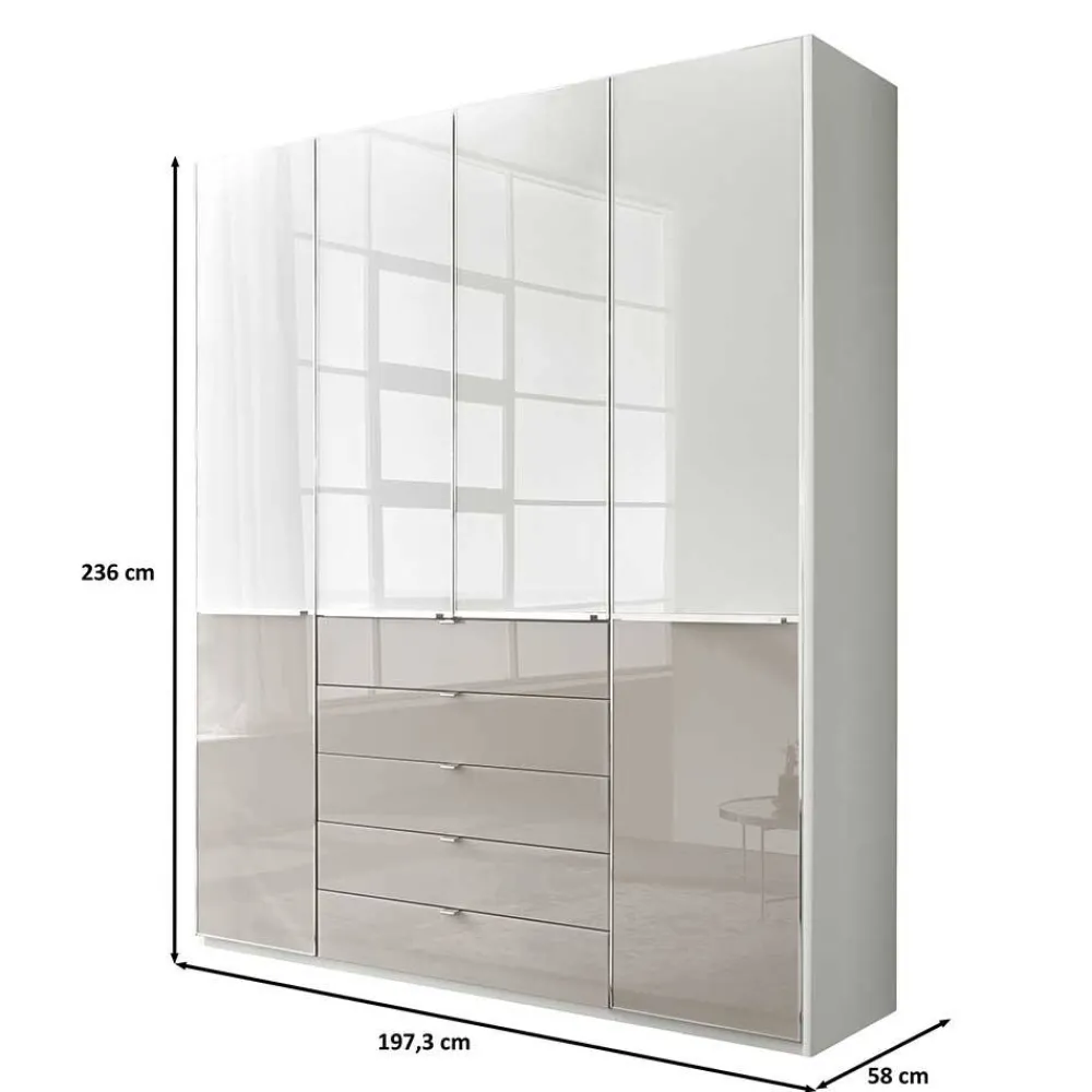 Wohnen Kleiderschränke|Schränke<1,98m Kombi-Kleiderschrank mit Glasfront - Pascan