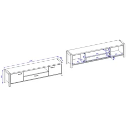 Wohnen Tv & Hifi-Möbel|Lowboards<2,1m TV Board mit Schublade & 2 Türen & Fach - Zavorra