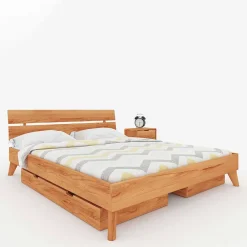 Wohnen Betten<Massives Bettkasten Doppelbett in 190cm Länge - Junola