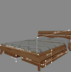 Wohnen Betten<Massives Bettkasten Doppelbett in 190cm Länge - Junola