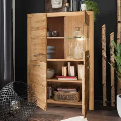 Wohnen Highboards|Vitrinen<Massives Highboard mit vier Türen - Loitons