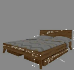 Wohnen Betten<Massives Wildeiche Bett mit Schubladen - Eavy I