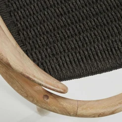 Wohnen Stühle<Massivholz Armlehnstuhl mit Geflecht Sitz Anela aus Kordel Grau (4er Set)