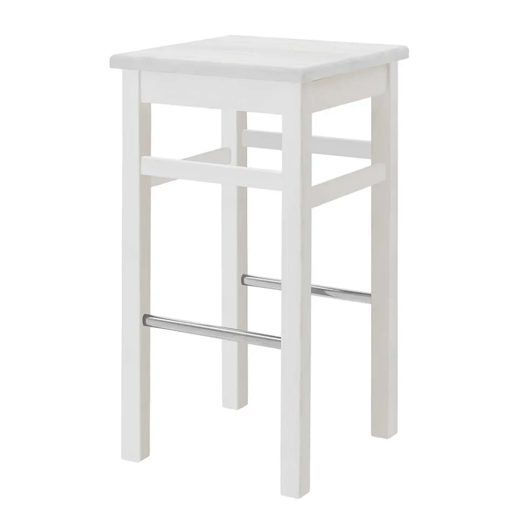 Wohnen Hocker<Massivholz Barhocker in Weiß lackiert - Zanaris