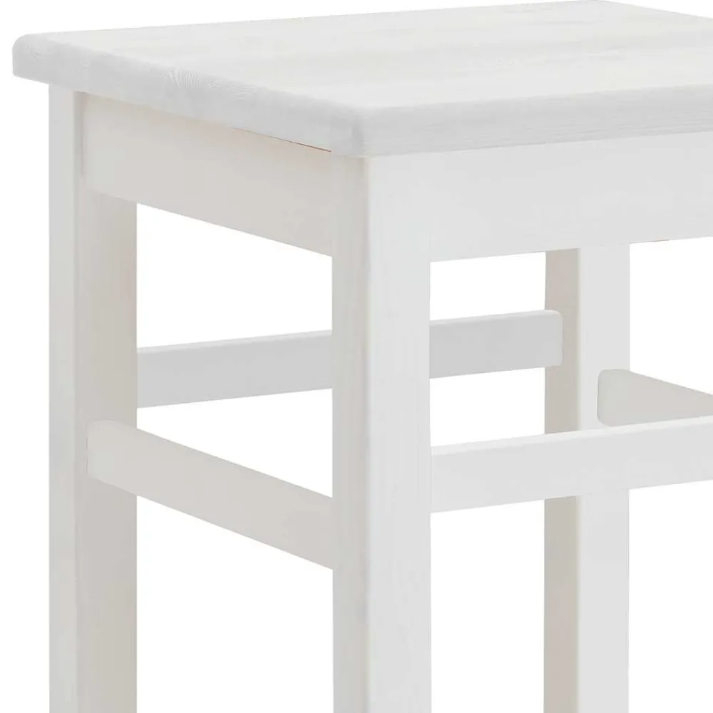 Wohnen Hocker<Massivholz Barhocker in Weiß lackiert - Zanaris