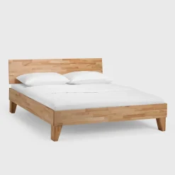 Wohnen Betten<Massivholz Doppelbett Acientra aus Kernbuche geölt (dreiteilig)