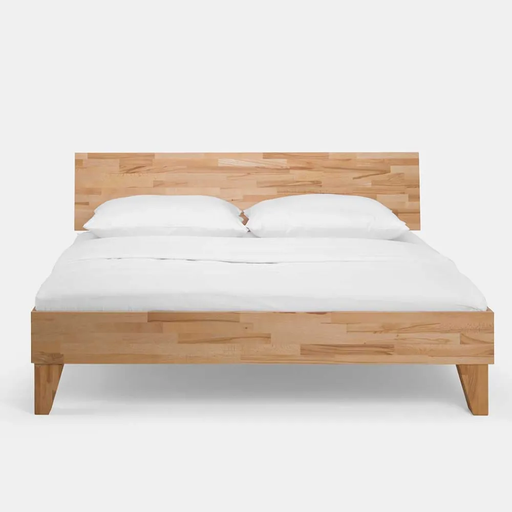 Wohnen Betten<Massivholz Doppelbett Acientra aus Kernbuche geölt (dreiteilig)