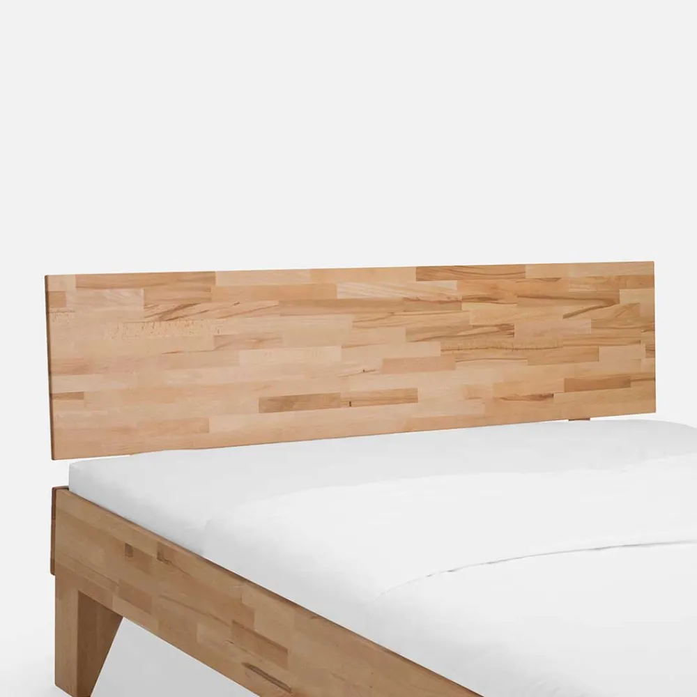 Wohnen Betten<Massivholz Doppelbett Acientra aus Kernbuche geölt (dreiteilig)