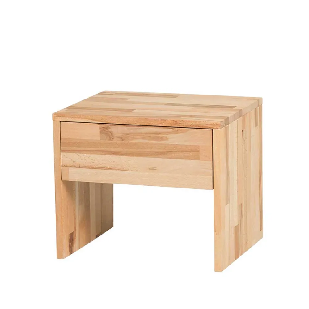Wohnen Betten<Massivholz Doppelbett Acientra aus Kernbuche geölt (dreiteilig)