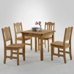 Wohnen Sitzgruppe<Massivholz Essgruppe Laticosia aus Kiefer (fünfteilig)