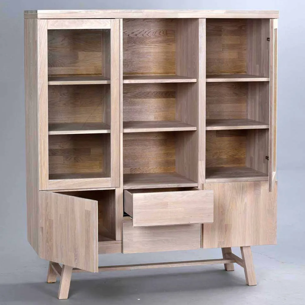 Wohnen Highboards<Massivholz Highboard Dioca aus Eiche White Wash