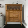 Wohnen Highboards<Massivholz Highboard Masdamos mit Glasklappe