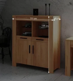Wohnen Highboards<Massivholz Highboard Mosniak aus Kernbuche geölt