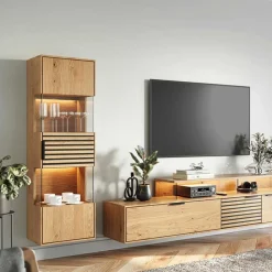 Wohnen Vitrinen<Massivholz Hängevitrine mit LED Beleuchtung - Eribella