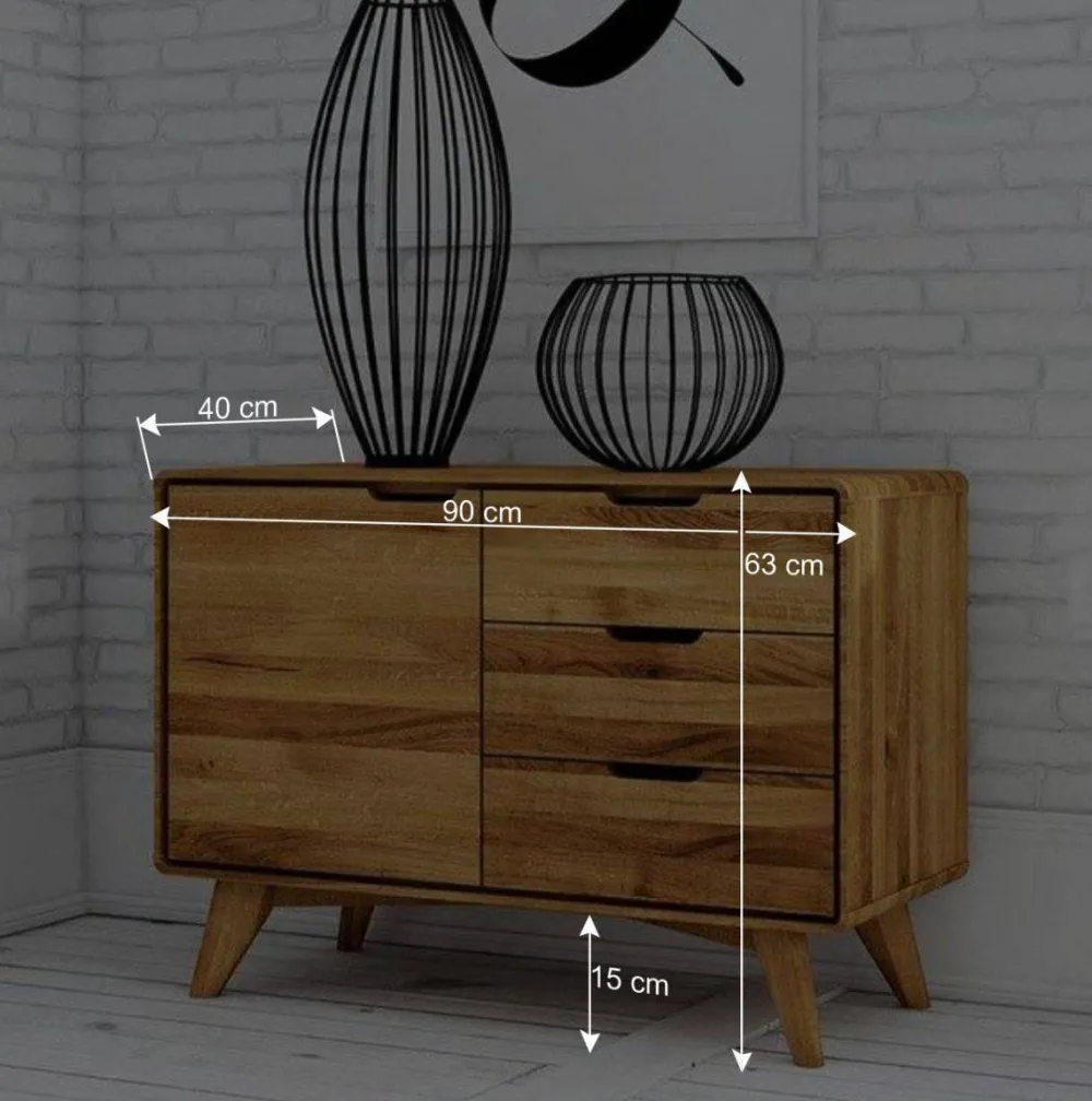 Wohnen Tv & Hifi-Möbel|Lowboards<Massivholz Kombi-Kommode in Natur geölt - Eavy I