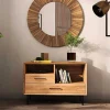 Wohnen Tv & Hifi-Möbel|Lowboards<Massivholz Kommode mit zwei Schubladen & Fächer - Kerfa