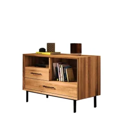 Wohnen Tv & Hifi-Möbel|Lowboards<Massivholz Kommode mit zwei Schubladen & Fächer - Kerfa