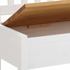 Wohnen Sitzbank<Massivholz Truhenbank Molzau in Weiß