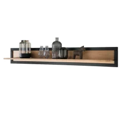 Wohnen Regale<Massivholz Wandboard in Natur & Schwarz - Embleys